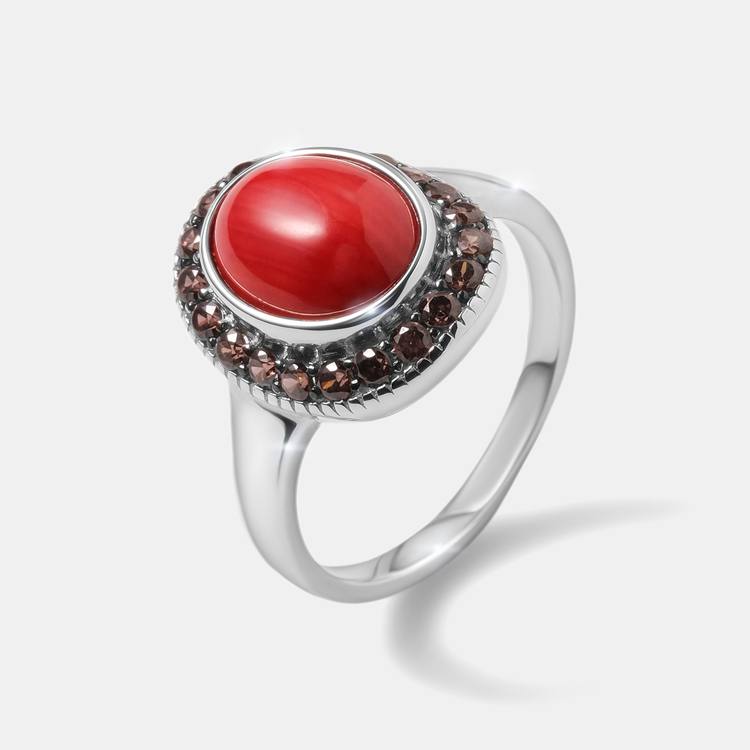 Серебряное кольцо с кораллом